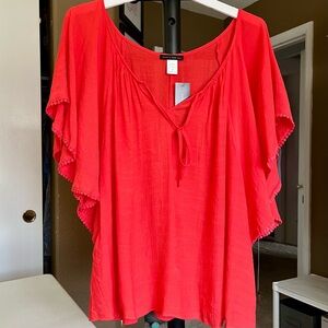 NWT Jennie and Marlis Lightweight Coral Top/Coverup  Size 3X